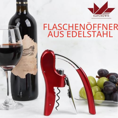 Foto von Best Utensils Profi-Flaschenöffner, Zinklegierung, mit Hebel, Korkenzieher, mit Folienschneider, Kellnermesser, Tintenfisch/Hase, Schwarz
