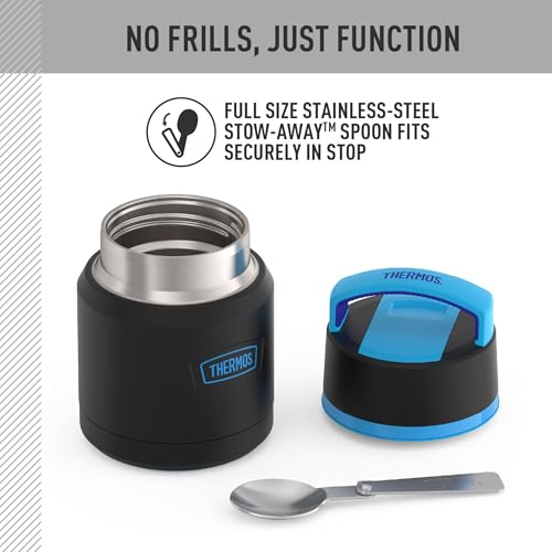 Image of THERMOS ICON Stainless Steel Food Jar with Spoon, 12 Ounce, Black