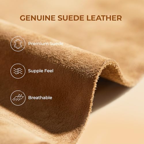 DREAM PAIRS Platform Winter Boots for Women Genuine Suede, Wide Toe Water Slip Resistant Ankle Mini Snow Boots Lined Fur with Lightweigt Memory Foam Insole Outdoor,Size 9,Chestnut,SDSB25005W
