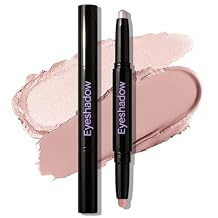 Dual-Ended Cream Eyeshadow Stick, Dutsy Rose Matte Pearl White Shimmer Eyeshadow Highly Pigmented Long-Lasting Eye Shadow for Older Women, Smooth Eyeliner Pencil for Effortless Eyes Makeup