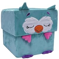 Happy Nappers: Adorable Storables - Owl - Teal & Pink - 8\u201D Character Box & Surprise 8\u201D Plush Toy w/Weighted Paws, Square Storage Bin, Kids Age 1+