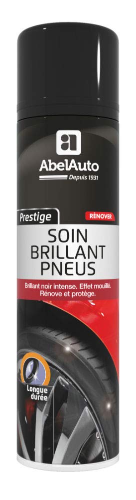 ABELAUTO Soin Brillant Pneus – Ravive et Protège les Flancs – Finition Noire Brillante Longue Durée – Entretien Pneus Voiture – Aérosol 400 ml