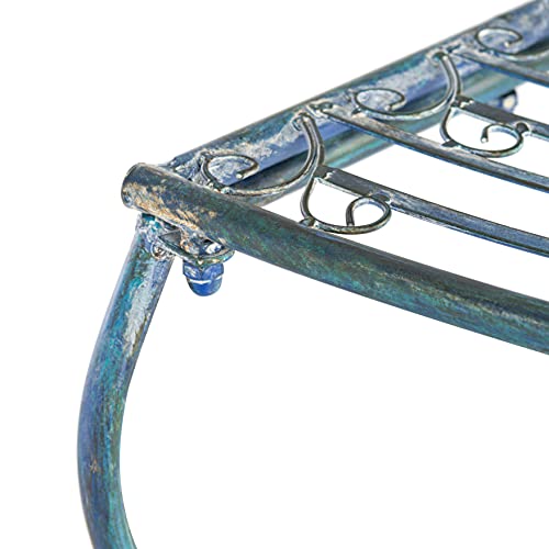 Image of SAFAVIEH Outdoor - Abia Iron Tree Bench - Mossy Blue Iron Metal - Vintage Scrollwork Garden Design - Ideal for Patio, Deck, Porch, Garden, 17 inch Seat Height (PAT5018C)