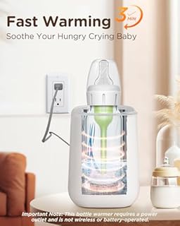 Bear Baby Bottle Warmer, Milk Warmer Breastmilk Bag Formula Fast Warming for New Born Baby Bottles, with Time Temp Control Automatic Shut Off at Home Use