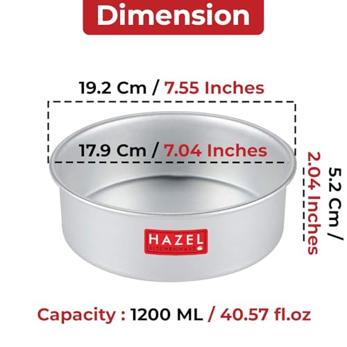 Image of HAZEL Round Cake Mould Tin 7 Inch Aluminium Cake Tin Baking Mould for Microwave Oven | Cake Making Tools Non Stick Pan Kitchen Items