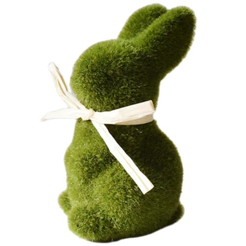 Ylnailky Decorações de coelho da Páscoa | coelho de erva artificial | Figura de coelho de musgo pequeno com laço | Decoração de Páscoa de animais para decoração de casa de Páscoa de