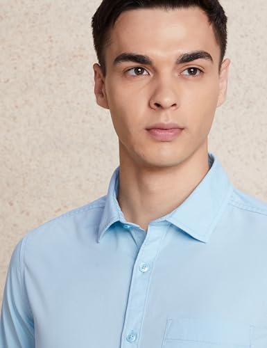 Image of Amazon Brand - Symbol Men's Solid Slim Fit Cotton Casual Shirt | Plain | Full Sleeve | Summer (Available in Plus Sizes)