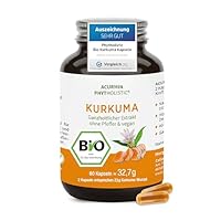 Stärkste Bio Kurkuma Kapseln - 40x effektiver - 15.000mg Kurkuma Pulver/Tag - ohne Pfeffer - höchster Curcumin Gehalt - Curcuma Kapseln hochdosiert, vegan & hochbekömmlich - Acurmin Phytholistic
