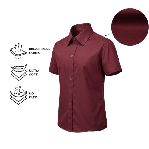 Image of Lilax Boys Classic Short Sleeve Button Down Casual Solid Dress Shirt