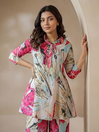 Image of Leriya Fashion Kurta Sets for Woman | Co ord Set for Women Stylish | Kurti Set for Woman | Short Kurti for Women | Kurtis | Ethnic Jaipuri Straight Kurta Set with Palazzo Pants | Salwar Suit for Party Outfits