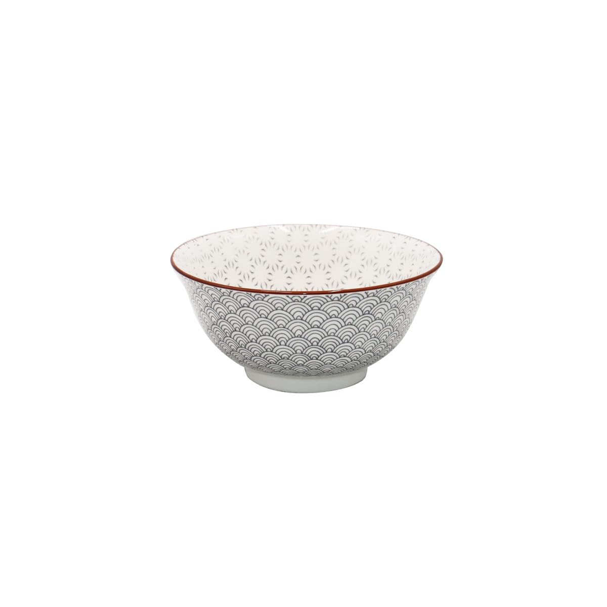Ard'time - Set mit 6 großen Schalen, Müslischalen, Suppenschalen aus 100 % Porzellan mit Aufdruck, elegantes Geschirr, Fassungsvermögen 950 ml, geeignet für Spülmaschine und Mikrowelle, Kollektion