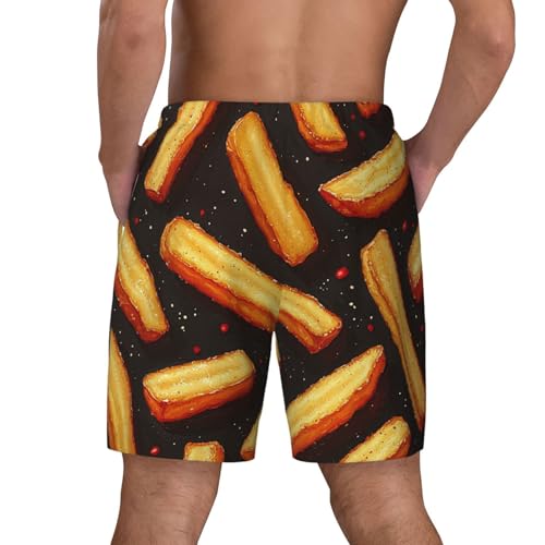 Mens Swim Trunks with Liner Quick Dry Swim Shorts Swimwear, French Fries Retro3