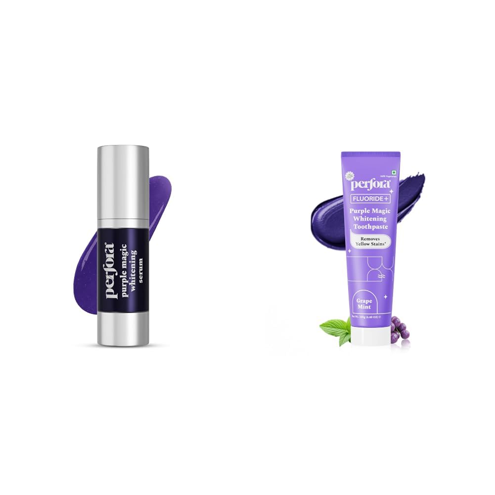 Perfora Purple Teeth Whitening Toothpaste Serum | Color Corrector Purple Toothpaste | Tooth Stain Removal | Enamel Safe & Effective Teeth Whitener | Apple Peach Flavor - 30 Millilitre-image-21