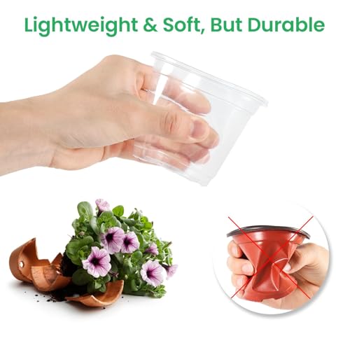 image for Bluepro 36 Packs 7/5/4/3.5 Inch Reinforced Clear Nursery Pots with Dra