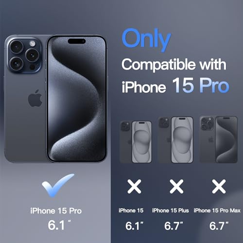 Image of JETech Magnetic Cover Case for iPhone 15 Pro 6.1-Inch Compatible with MagSafe, Translucent Matte Back Slim Shockproof Phone Cover (Storm Blue)