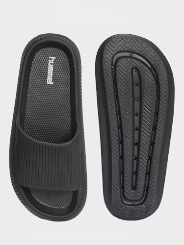 Image of hummel TEXTURE SOFT Men's Classic Ultra Soft Sliders /Slippers with Cushion FootBed for Adult Comfortable & Light Weight Stylish & Waterproof & Everyday Flip Flops & Chappals for Gents /Boys