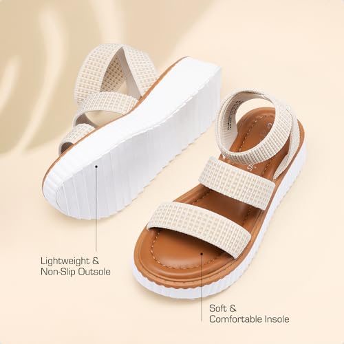Image of DREAM PAIRS Girls Flatform Wedge Open Toe Platform Summer Sandals with Buckle Ankle Strap for Little Kid /Big Kid