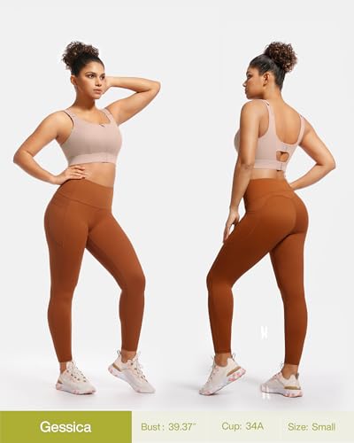 Image of High Impact Sports Bras for Women Adjustable Zip Front Full Coverage and Lift Padded Compression Bra (XX-Large, Taupe New)