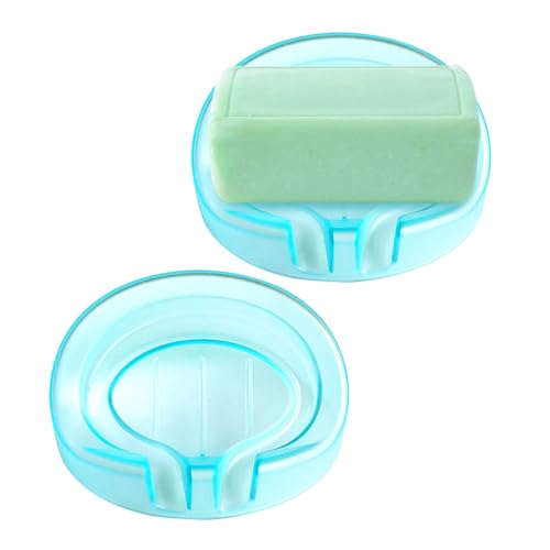 Self Draining Soap Dishes, 2-Pack Soap Dish Waterfall Drainer Soap Holder for Bathroom Kitchen, Extend Soap Life, Keep Soap Bars Dry Clean & Easy Cleaning (Blue)