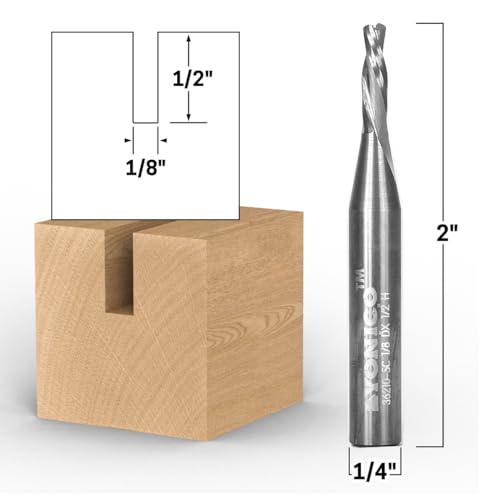 Image of YONICO Downcut Router Bits Spiral 2 Flute Solid Carbide CNC Low Helix End Mill 1 /8-Inch Dia. 1 /4-Inch Shank 36210-SC