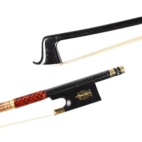 Yinfente Violin Bow 4/4 Carbon Fiber Ebony Frog With Peafowl Inlay,Mongolian Horse Hair,Stick&Well Balance 4/4 Violin Bow For All Level Violinists