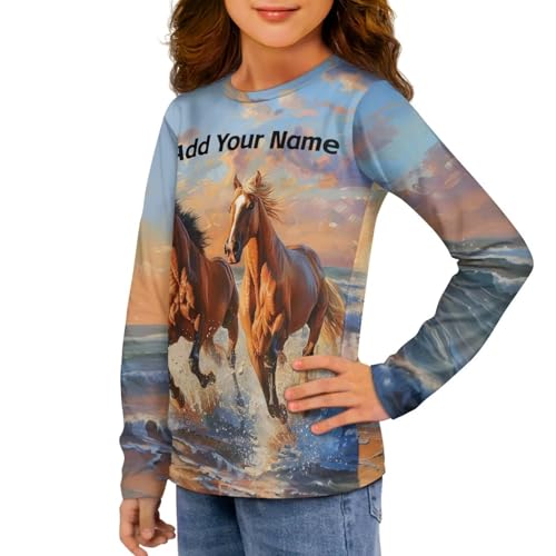 Image of Long Sleeve Shirts for Girls Casual Crewneck Tops Fall Winter Outfits for 3-16 Years Old