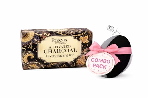 Image of Eternia Activated Charcoal Soap Bar (250g) Face & Body Cleanser with Waterproof Shower Radio | Deep Cleansing, Oil Control & Refreshing Bath Combo
