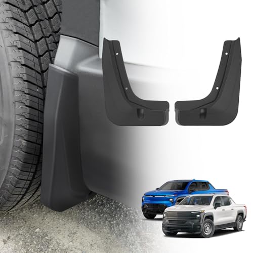 Image of BestEvMod Rear Mud Flaps Splash Guards Compatible with Chevrolet Silverado EV 2026 2025 2024 Accessories Fender Dirt Protection Winter Sediment Dirt Protection No Need to Drill Set of 2 Rear Only
