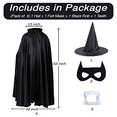 Image of Sarvda halloween costume|halloween dress for boys|witch costume for girls (28-40 Years, Black Robe (Black Robe, Black Hat, Black Felt Mask, Teth))