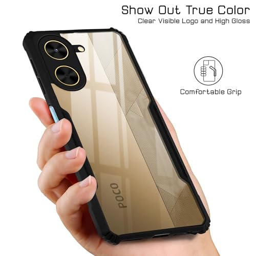 Image of Jkobi Back Cover Case for Poco C71 (Shockproof with Polycarbonate Clear Panel | Professional Black)