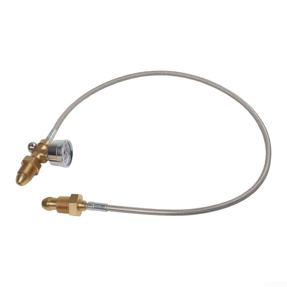 Manguera de transferencia para cilindro de argón BS 341 No. 3 UK adaptador G 5/8 rosca 90 cm acero inoxidable para línea trenzada alta presión recarga tipo 3 (estilo 4)