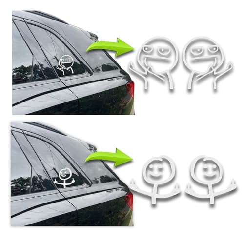 Image of Angry Stick Figure Person Middle Finger Funny Meme Car Sticker Decal Vinyl Graphic, 4 Pieces, White, 3.5 inches