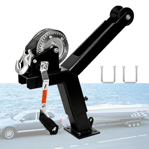 Boat Trailer Winch Post with 1200lbs Winchs Adjustable Boat Trailer Winch Stand with Roller Fit 3 W X 4 H Tongue Stands for Fishing Boats Motorboats Speedboats