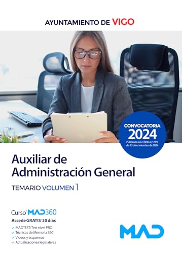Portada de Auxiliar de Administración General del Ayuntamiento de Vigo. Temario volumen 1