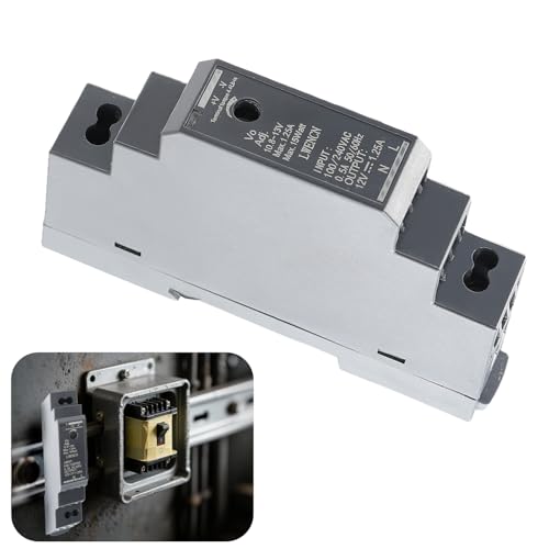 Fuente de Alimentación para Carril DIN 12V DC 1,25A 15W, Entrada 200-240 VAC 50/60Hz, para Automatización Doméstica y Sistemas de Seguridad, Compatible con TS 35/7,5 y TS 35/15, Montaje Fácil