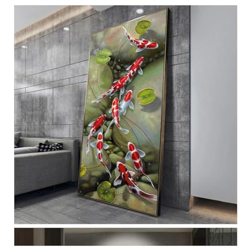 Impression sur toile poissons Koi rouges art mural d'exception pour salon