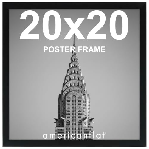Americanflat 20x20 Poster Frame - Black Engineered Wood with Polished Plexiglass - Wide Picture Frame for Vertical or Horizontal Wall Display - Epic Collection - Black