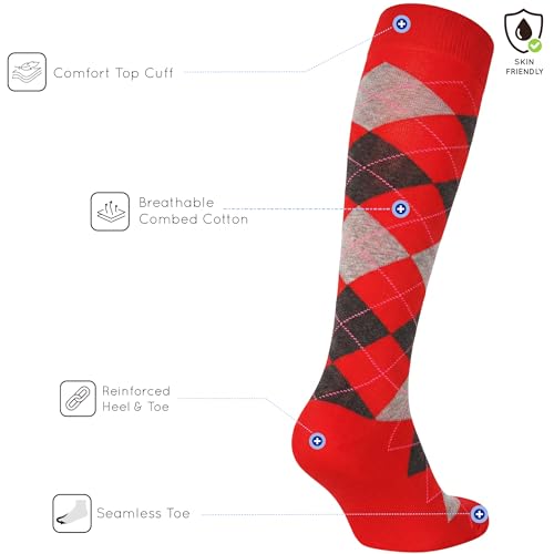 Image of Mysocks Unisex Knee High Long Socks Argyle