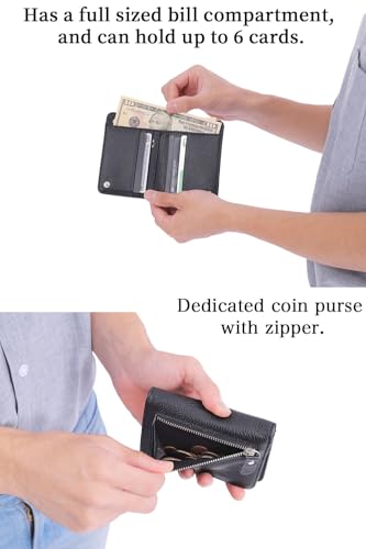 Shoebill Slim Leather Bifold Wallet for Men & Women | Compact with ID Window & Secure Chain Loop (Black)3