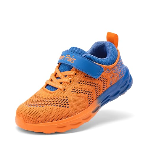 DREAM PAIRS Boys Girls Shoes Kids Tennis Footwear EZ-Ons GoGetters Running Athletic School Sneakers for Little/Big Kid 12 Little Kid Orange/Blue