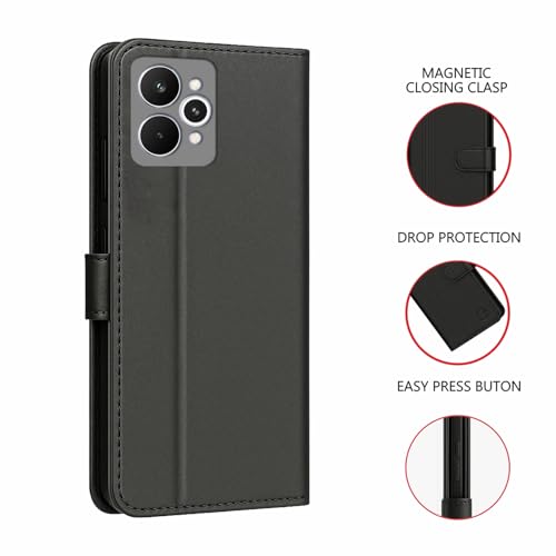 Image of AIBEX Shock Proof Flip Compatible for Realme 15 Pro 5G Flip Cover Leather Finish | Inside TPU with Card Pockets | Wallet Stand | Complete Protection Flip Case- Black