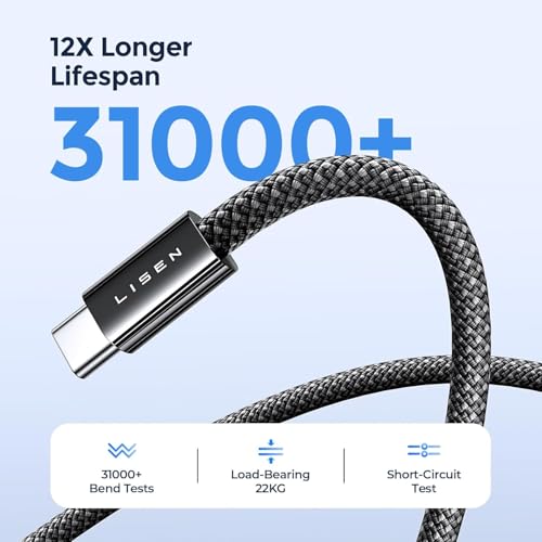 Image of LISEN USB C to USB C Cable, 240W PS /2 Charging Cable [10FT, 2 Pack] Type C Charger Fast Charging USBC to USBC Cable for iPhone 17 16 15 Pro Max iPad MacBook Neo Air Pro,Black