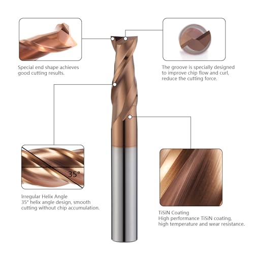 Image of 2 Flute 1 /2 inch Carbide Square End Mill Micrograin Milling Bits Sets TISIN Coating CNC Router Bit for Steel
