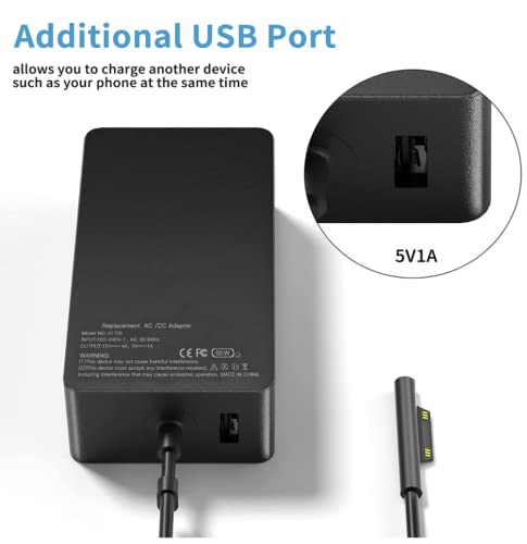 Surface Pro Carregador Surface Laptop Carregador 65W, para Microsoft Surface Pro 3 Pro 4 Pro 5 Pro 6