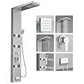 Ivanees Stainless Steel Shower Panel Tower System, Rainfall Waterfall Shower Head, Tub Spout & Handheld, Jet Massage Feature