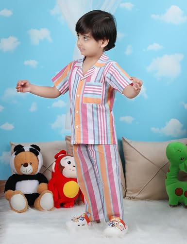Image of POLKA TOTS 100% Pure Cotton Half Sleeve Night Suit for Kids, Girls & Boys | Cotton Pyjama Set | Unisex Night Dress for Children | Night Suit for Girls |Sleepwear for Kids | Winter Night Dress for Boys