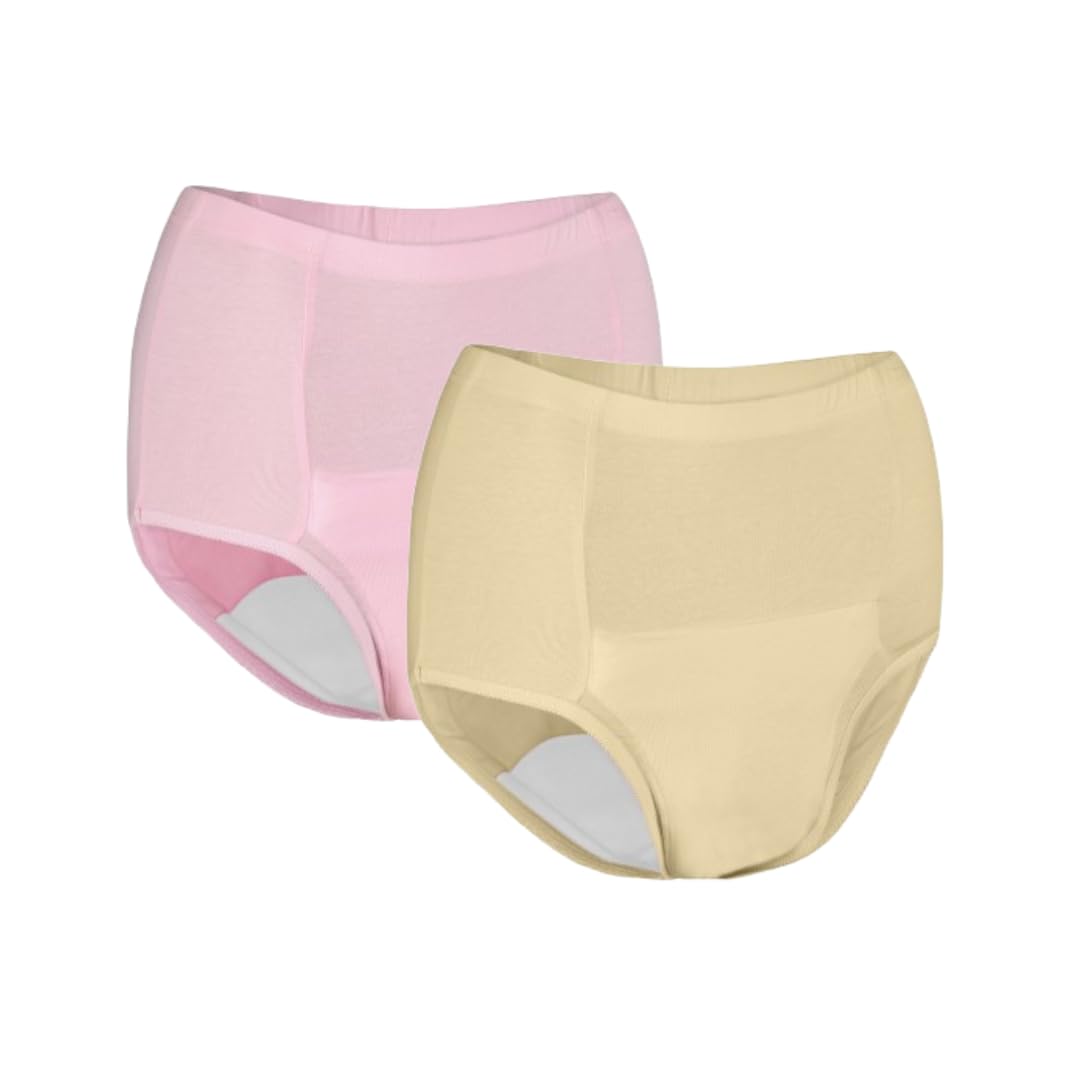 MAGICMOON Reusable Adult Diaper,Washable Adult Diapers,Incontinence Protective Underwear For Women,High Waist Panties For Women,Leak Proof,Heavy Flow (PACK OF 2) (PINK & BEIGE, L)-image-6
