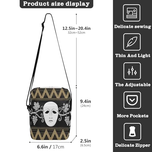 messenger bag for men shoulder bag crossbody Shoulder Handbags Adjustable Strap for Shopping Shopping- Sad Clown Mask Golden Silver Black3