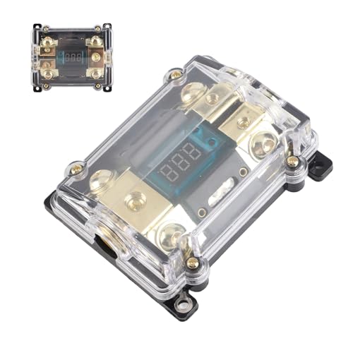 Porte-fusible 100A avec voltmètre LED bloc distribution 1 entrée 2 sorties sono auto