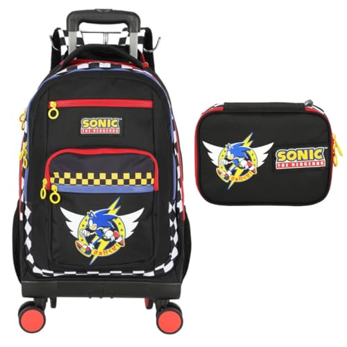 Mochila Infantil Rodinha Sonic 360 Graus Com Estojo Branco